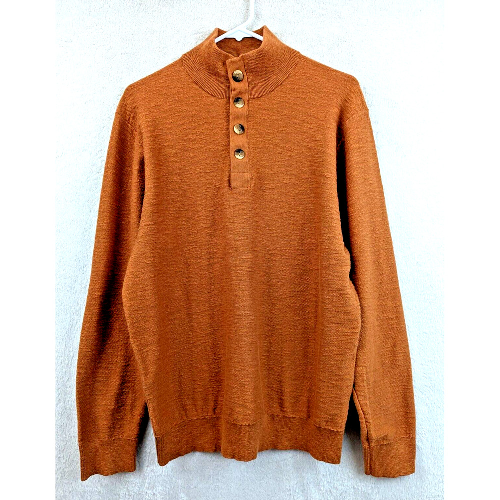 Alesbury sz L Riverside Mock Neck Knit Sweater orange henley ls 2587